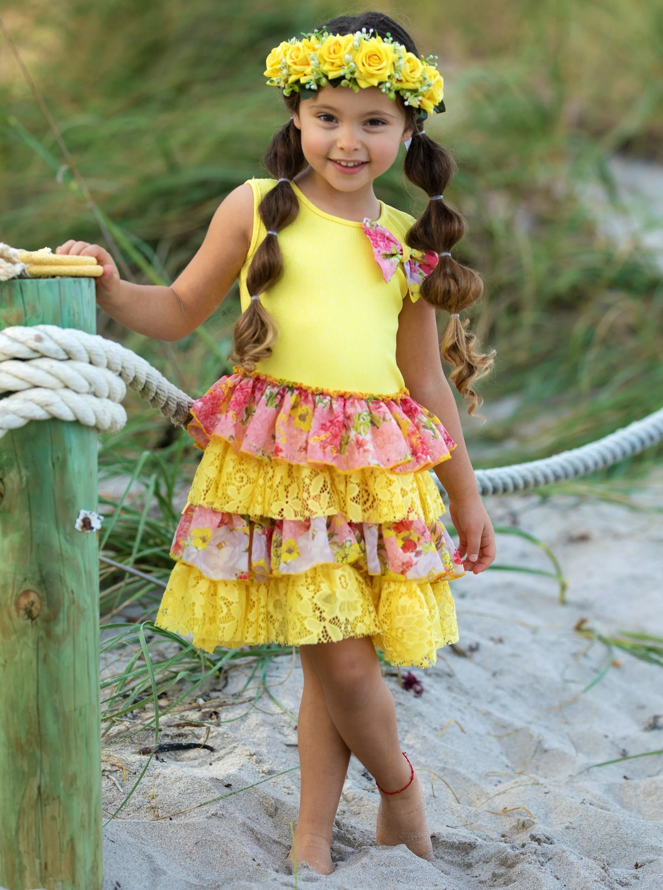 Sun Is Shining Tank Tiered Ruffle Dress