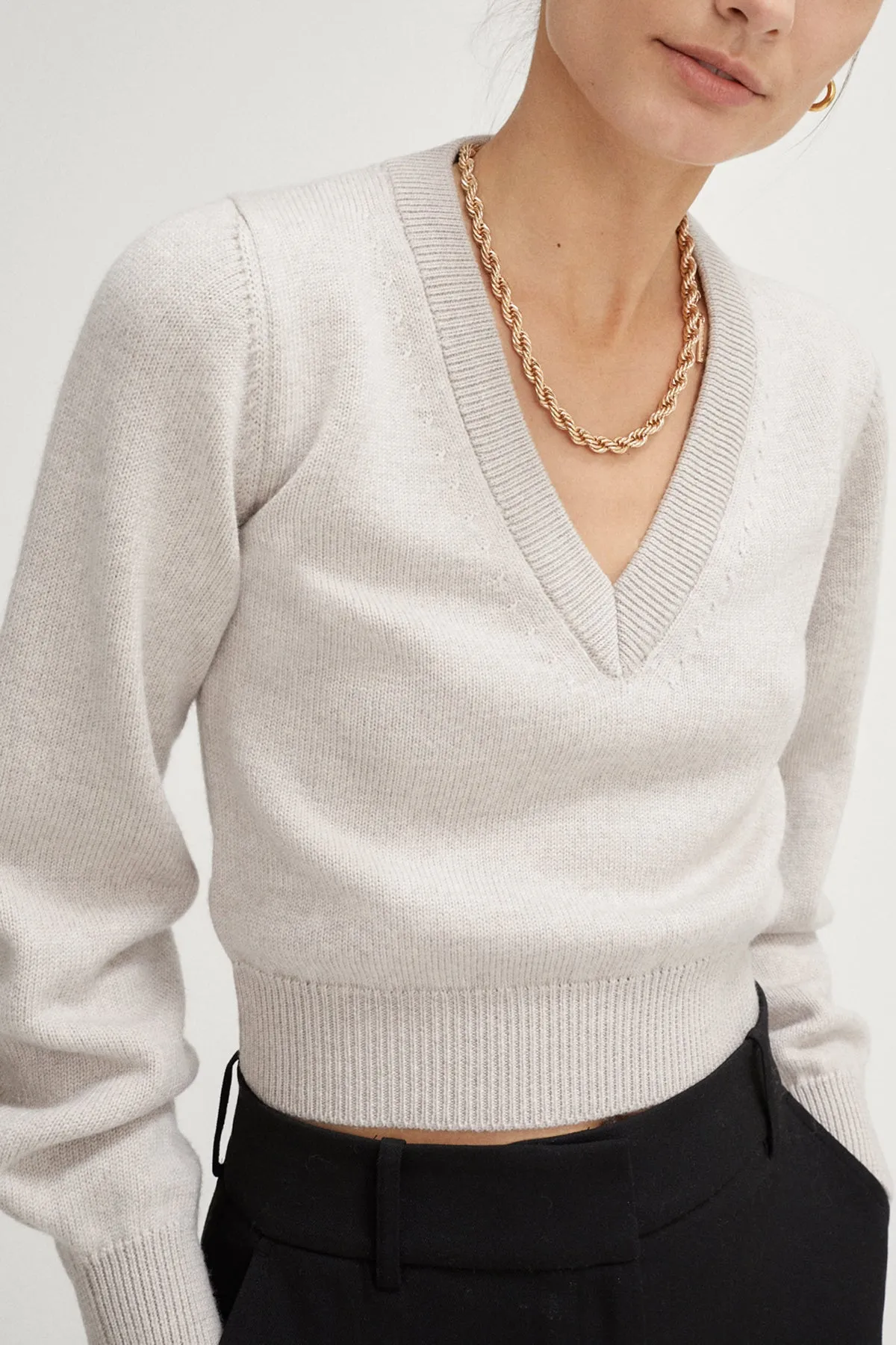 The Cropped V-Neck Sweater – Imperfect Version