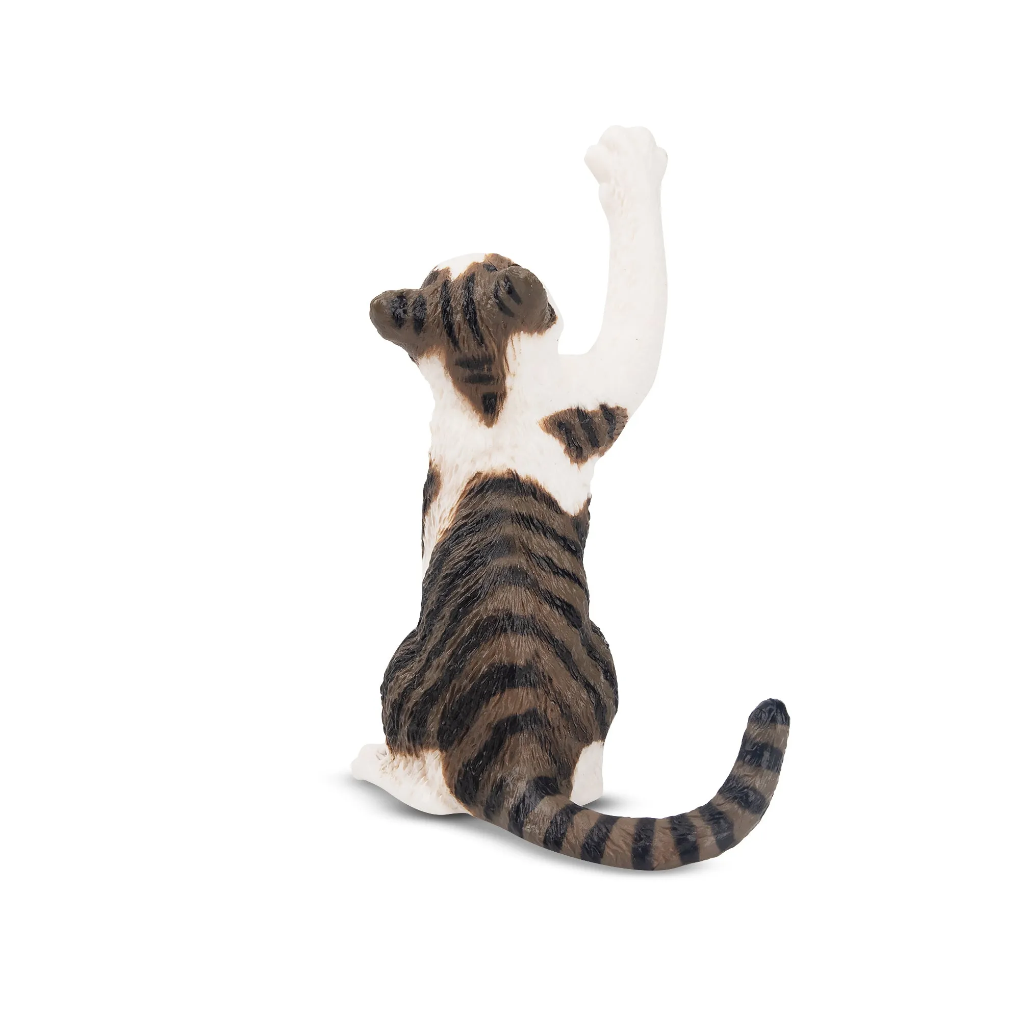 Toymany Mini Waving Tabby and White Cat Figurine Toy