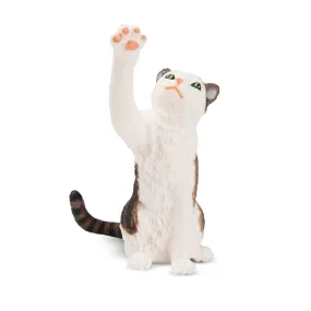 Toymany Mini Waving Tabby and White Cat Figurine Toy