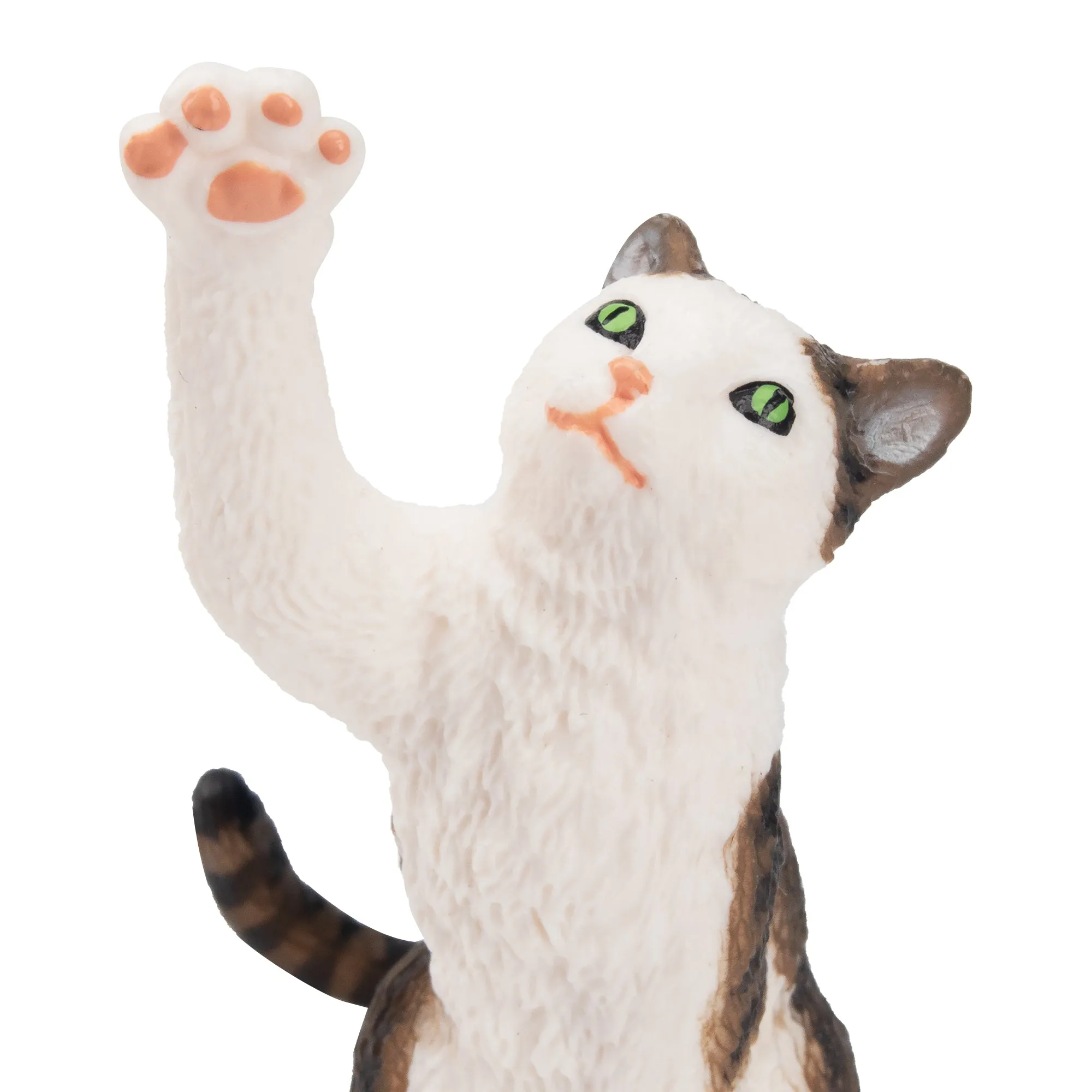 Toymany Mini Waving Tabby and White Cat Figurine Toy
