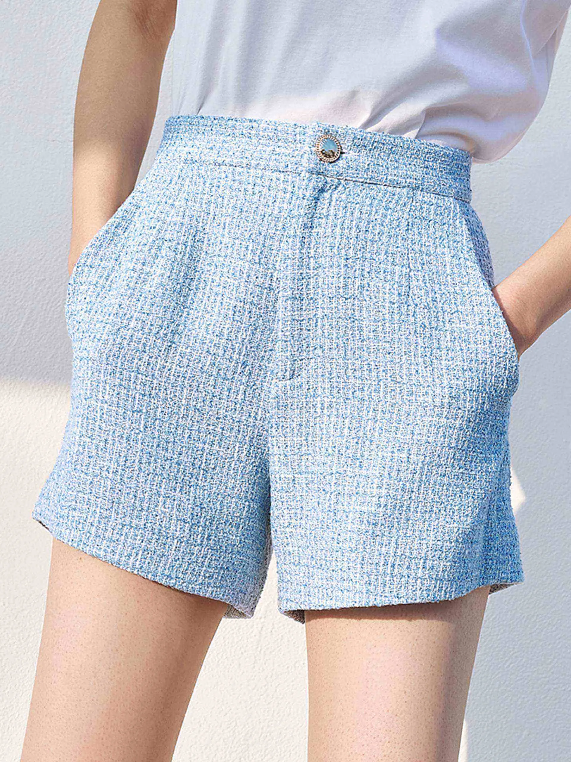 Tweed Metal Button Shorts