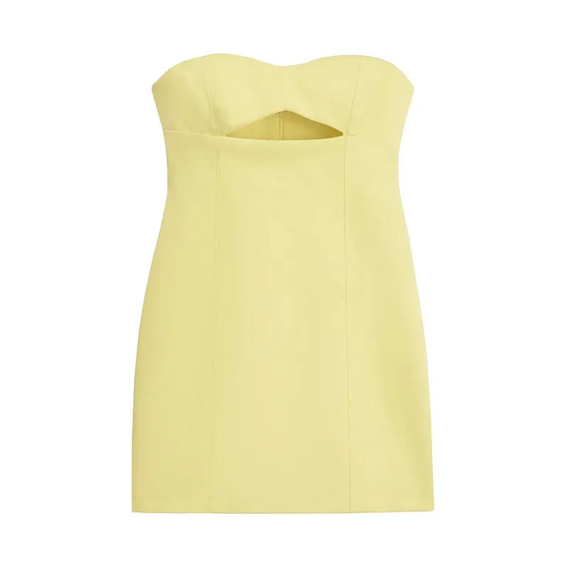 Wenkouban dress to impress codes Zadata Women's Heart-Shaped Collar Small Dress Straight Slim Open Design Tube Top Dress 3366707