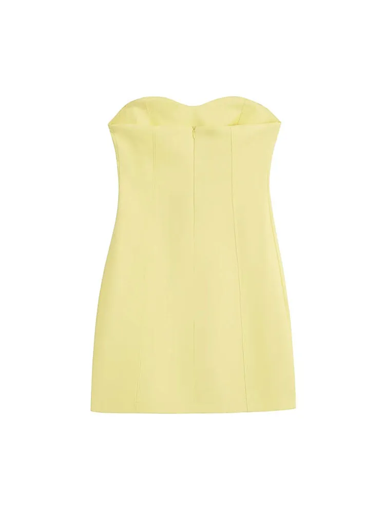 Wenkouban dress to impress codes Zadata Women's Heart-Shaped Collar Small Dress Straight Slim Open Design Tube Top Dress 3366707