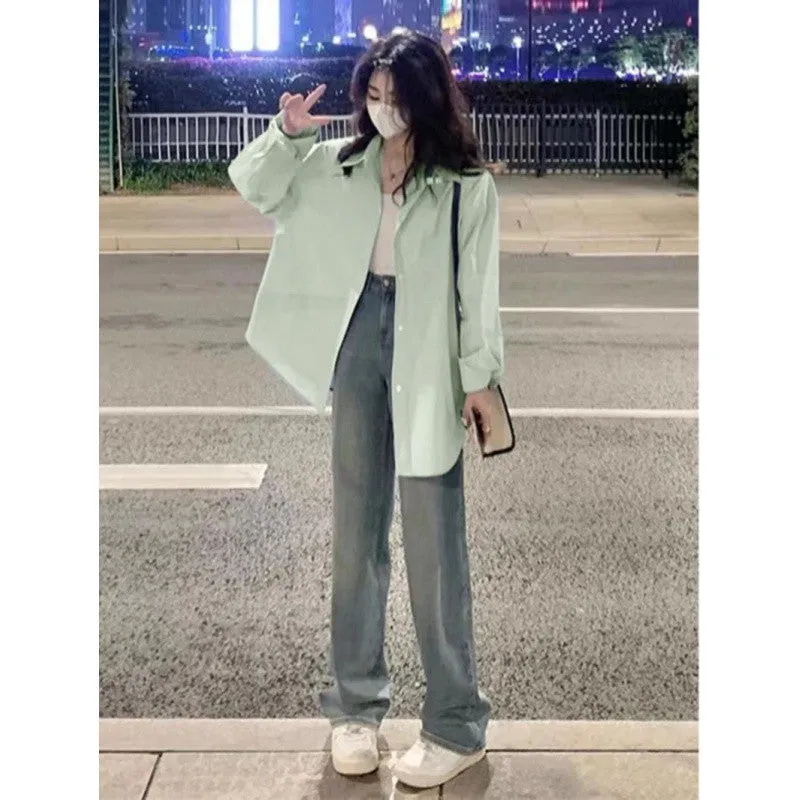Wenkouban Mint Manbo Style Early Spring Green Shirt Women's Summer French Style High-Grade Artistic Fresh Top