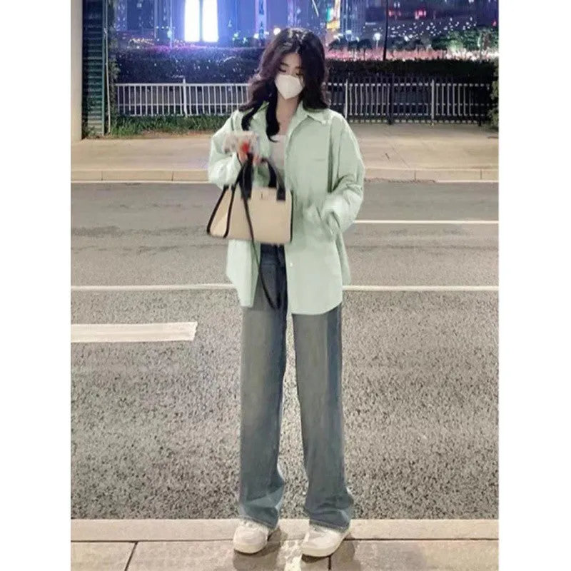 Wenkouban Mint Manbo Style Early Spring Green Shirt Women's Summer French Style High-Grade Artistic Fresh Top