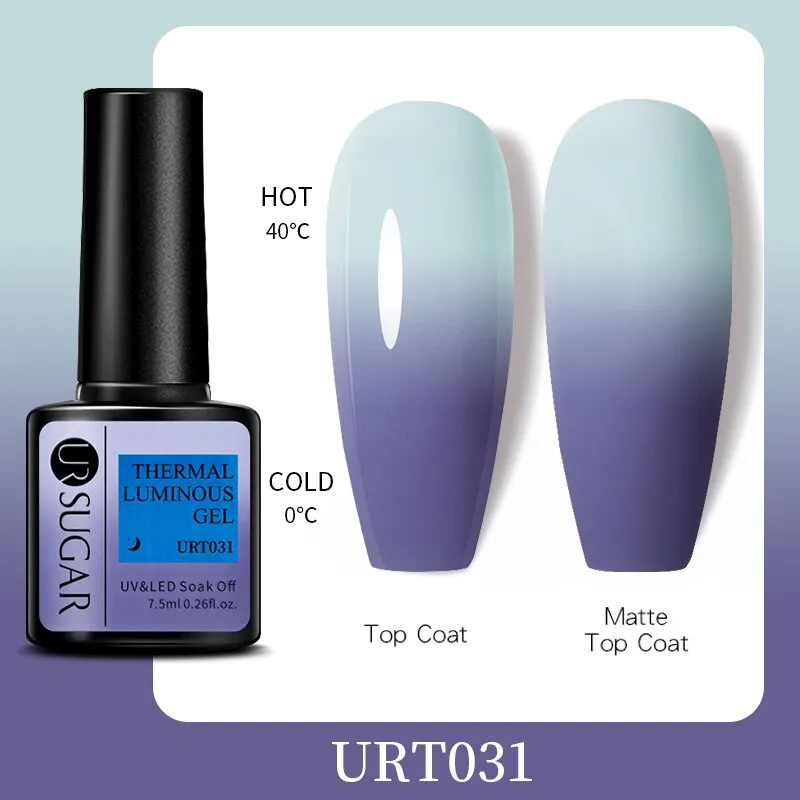 Wenkouban  Thermal Color-Chaging Gel Nail Polish Temperature 3 Colors Change Matte Top Coat Dark Brown Soak Off UV Gel Varnish