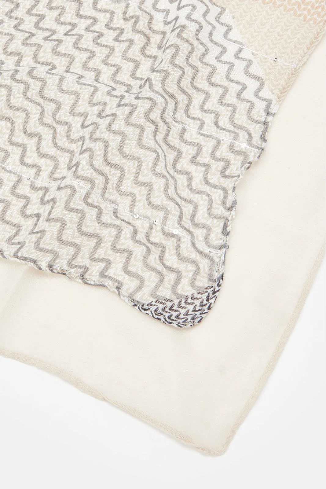 Women Beige Printed Scarf Set (Pack of 2)